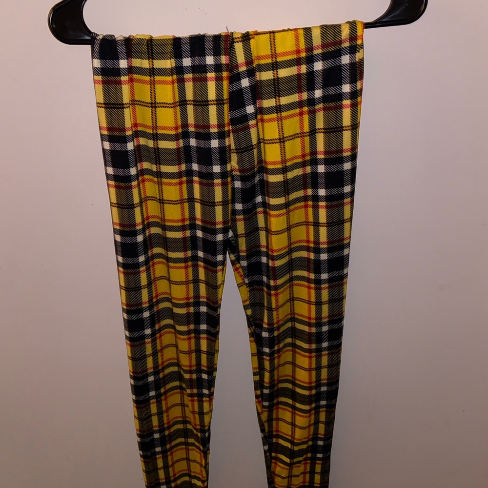 Plaid Leggings (yellow & pink) - Picture 2 of 5